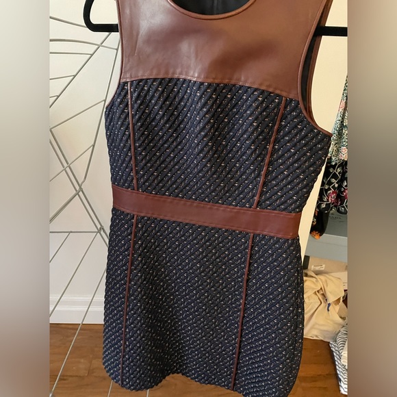 Theory brown leather detail dress - Picture 2 of 5